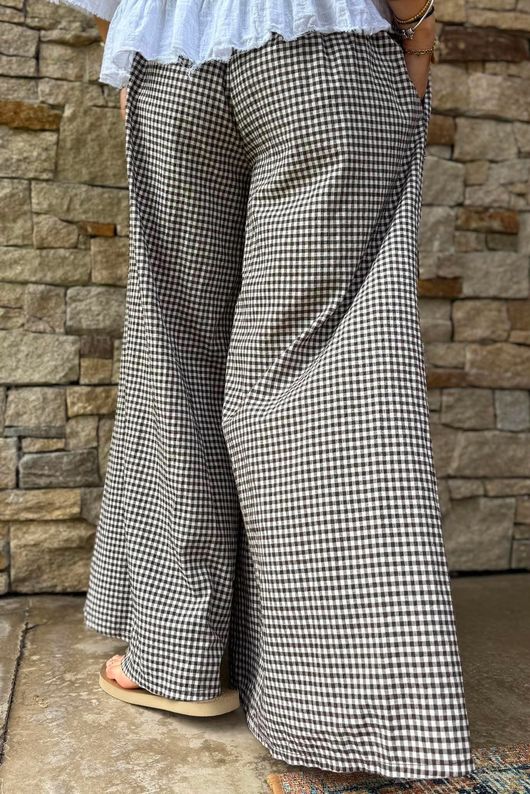 Arbi Gingham Palazzo Pant Chocolate